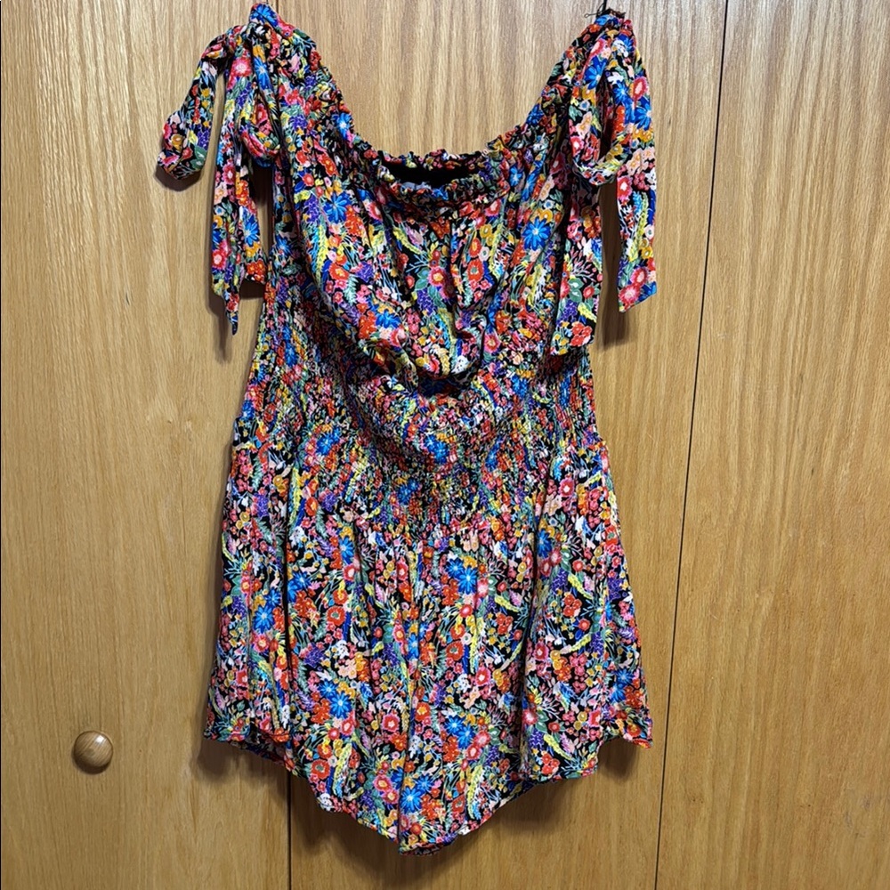 White Birch Floral Smocked Waist Shorts/Romper